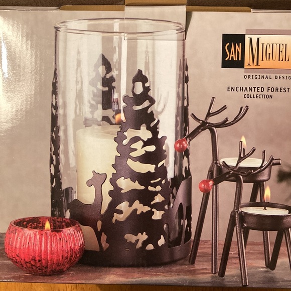 Enchanted Forest glass hurricane and tealight - Picture 5 of 7